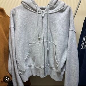 Aritzia Light Gray Zip-Up Hoodie